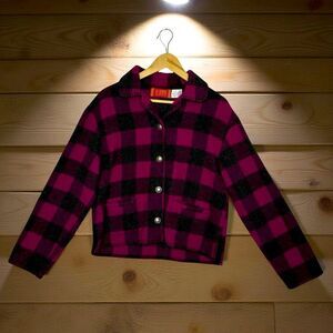 LD BURKE of SANTA FE Wool Blend Pink & Black Button Front Jacket Size Small